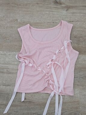 Lewkin Pink Ribbon Sleveless Tank